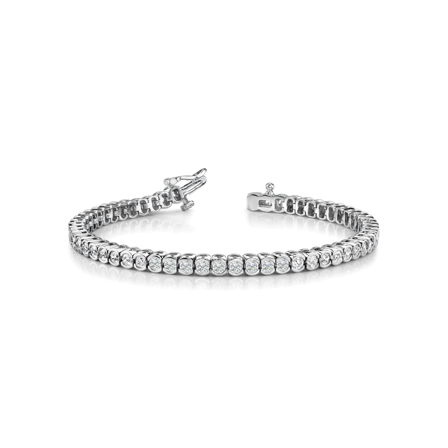 HALF BEZEL IN LINE TENNIS BRACELET | White Gold | RL Jewelers
