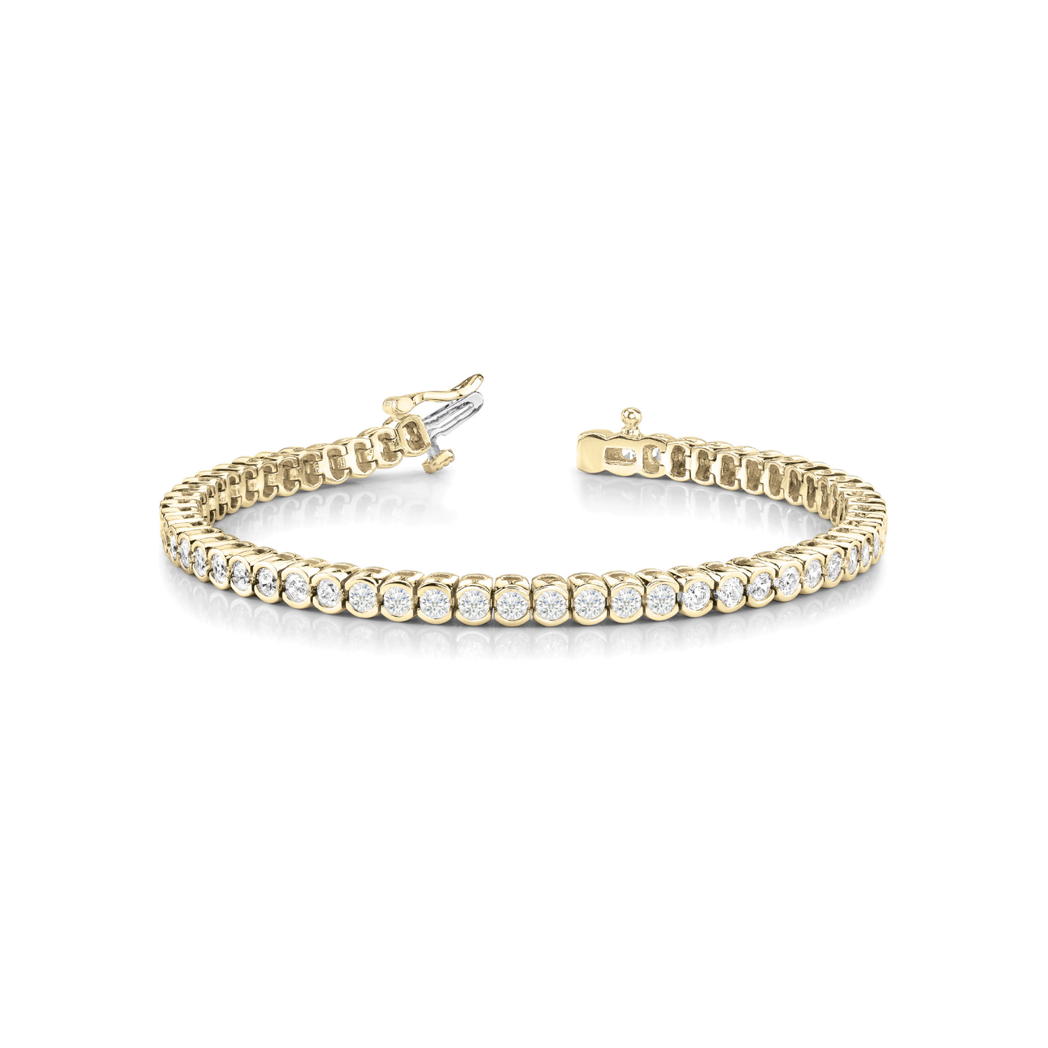 HALF BEZEL IN LINE TENNIS BRACELET | Yellow Gold