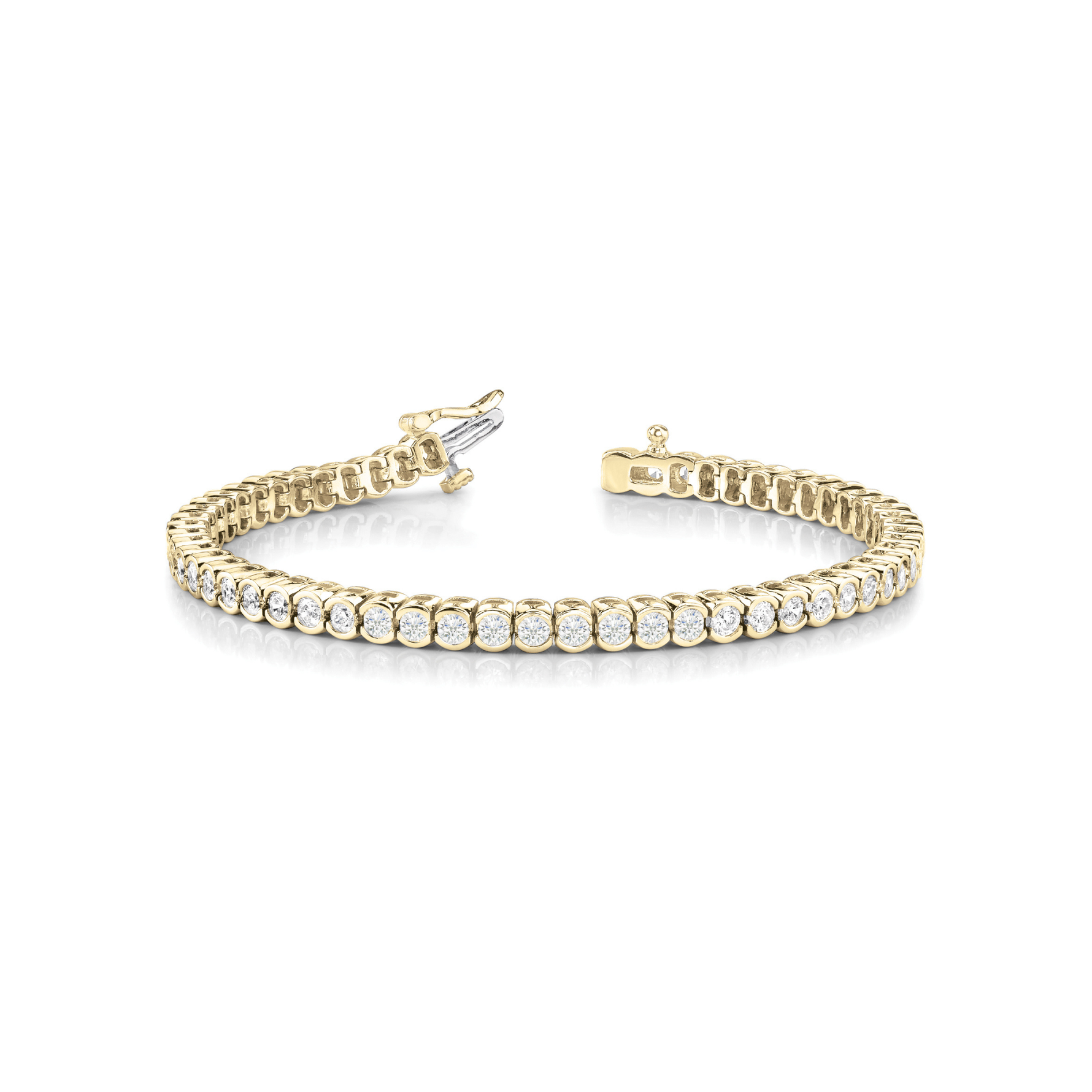 HALF BEZEL IN LINE TENNIS BRACELET | Yellow Gold
